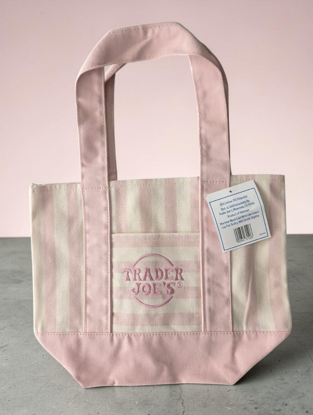 TRADER JOE'S Mini Striped Canvas Tote Bags - Set Of 4 - Picture 2 of 5